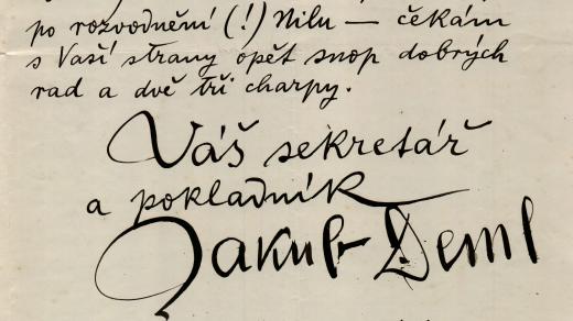 Detail z Demlova dopisu Josefu Florianovi ze 7. února 1907