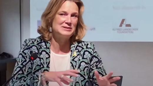 Evropská koordinátorka pro boj s antisemitismem Katharina von Schnurbein při prezentaci projektu ENMA