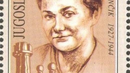 Jugoslávská známka s Věrou Menčíkovou