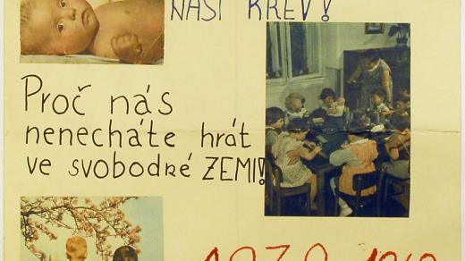 Podomácku vyrobený plakát, kterým lidé v srpnu 1968 dávali najevo nesouhlas s okupací