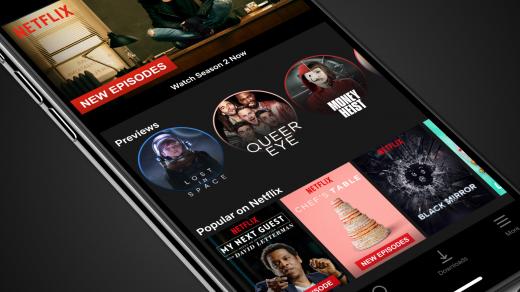 Netflix v mobilním telefonu se systémem iOS