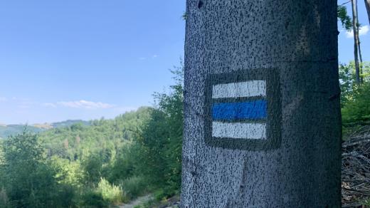 Modrá turistická značka a kopce na Valašsku, Bystřička a okolí