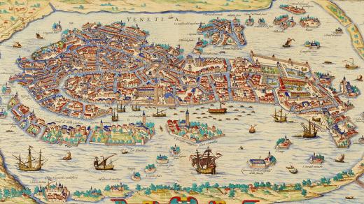 Mapa Benátek z roku 1572