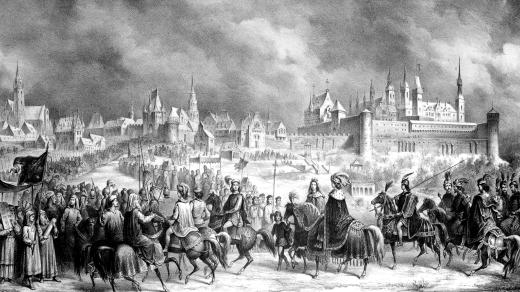 Matyáš Korvín a Beatrice Aragonská vjíždějí do Budína (1476)