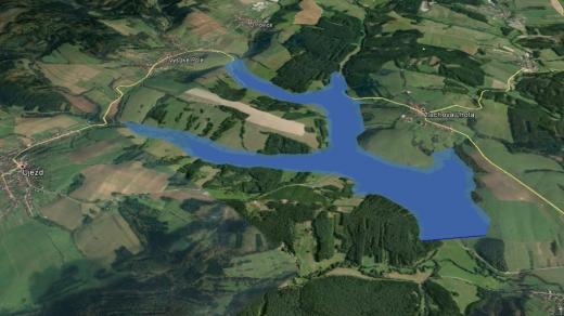Předpokládaná rozloha vodního díla Vlachovice