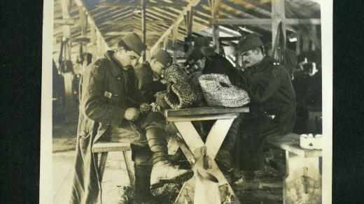 Fotografie ze zajateckého tábora z 1. světové války u Martínkovic na Broumovsku - Strohflechterei