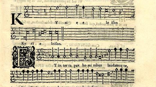 Stránka z tisku Tomáse Luise de Victoria Missae Magnificat, Motecta psalmi et alia …. Madrid, 1600