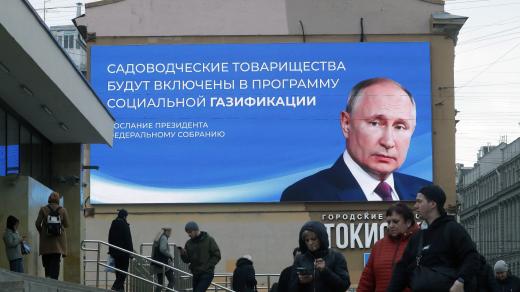 Prezidentské volby v Rusku, billboard Vladimira Putina v Petrohradu