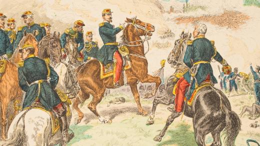 Napoleon III. v bitvě u Solferina 24. června 1859