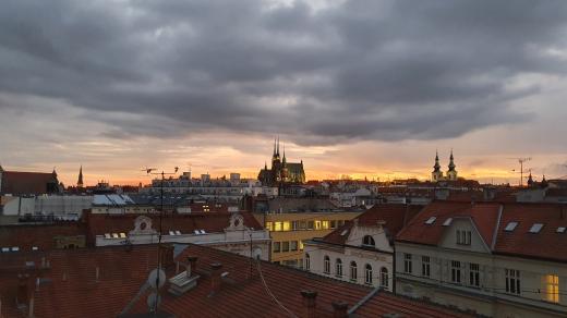 Pohled na centrum Brna ze střechy Českého rozhlasu Brno