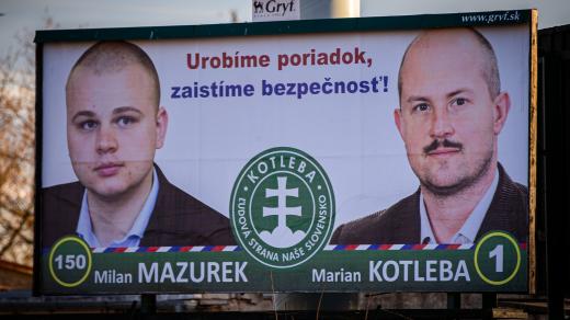 Předvolební billboardy Kotlebovy Ľudové strany Naše Slovensko