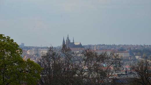 Panorama Pražského hradu pohledem z Riegrových sadů