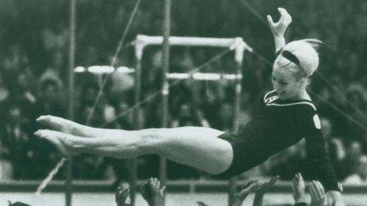 Věra Čáslavská po závodech na olympijských hrách v Mexiku 1968