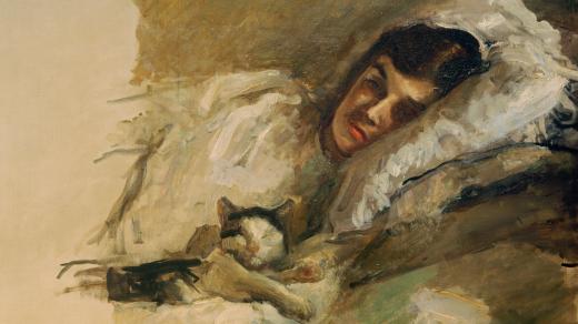 Žena a kočka, Max Slevogt: Nini with cat, 1891 (ilustrační foto)