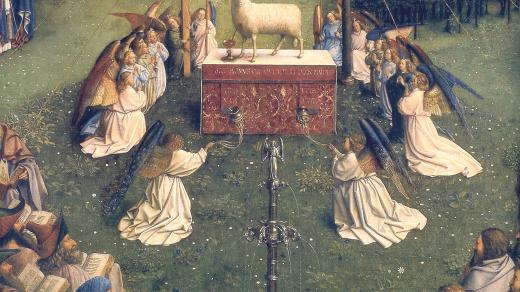 Klanění Beránku božímu (Ghentský oltář) od van Eycka