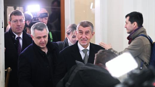 Andrej Babiš 14. února u soudu v kauze Čapí hnízdo
