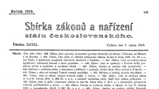 Sbírka zákonů ročník 1919, ilustrační foto
