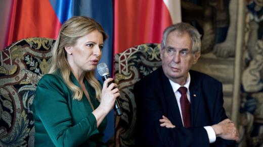 Slovenská prezidentka Zuzana Čaputová se na Hradě setkala s Milošem Zemanem